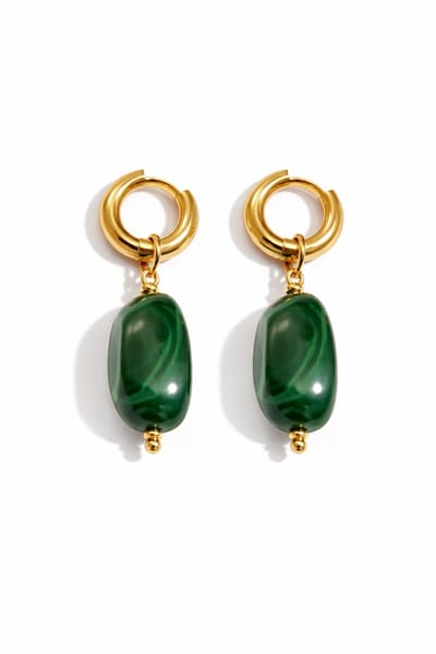 Lundholm luxe Oorbellen Dames met Kraal Hanger - Groen - Premium Stainless Steel Jewellery Goud kleurig - Oorringen dames - in luxe Geschenkverpakking my Ylle Serie - Scandinavisch Design