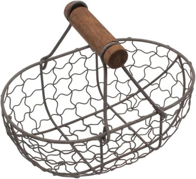 Eiermand Kleine Metalen Eierhouder met Handvat Zwarte Rustieke Keuken Opbergmand Aanrecht Organizer voor Verse Eieren Brood Fruit Groente