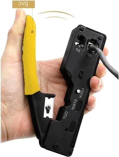 Netwerkkabel Krimptang - Netwerk Stripper - Netwerk Installatie - Alles-in-één Tool - 8P6C RJ45 - Geel