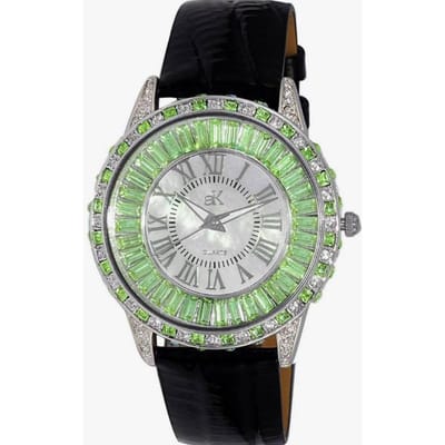 Montre pour femme Adee Kaye Collection Marquee Accents en cristal Cadran en nacre blanche Quartz AK2524-LGN argenté