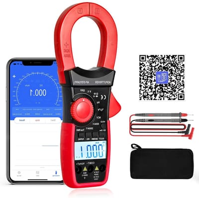Digitale stroomtang - Multimeter klem meter - Elektrische metingen uitvoeren - Bluetooth app registratie - 6000 counts - Zwart