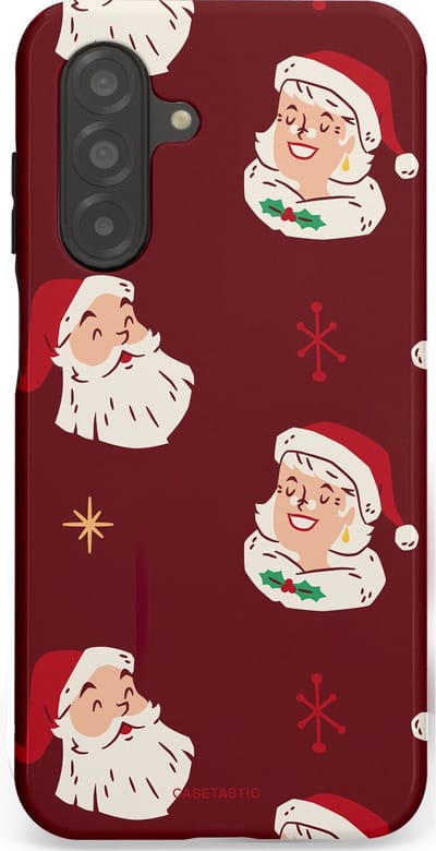 Casetastic hoesje geschikt voor Samsung Galaxy A26 - Dubbellaagse bescherming - Mr. & Ms. Santa - Kerst - Fashion Case - Bordeaux Lichtgrijs Taupe