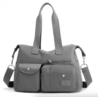 Schoudertas Britt Grijs - handbagage - waterdicht - 11 vakken - handvat en verstelbare schouderband - reisbagage