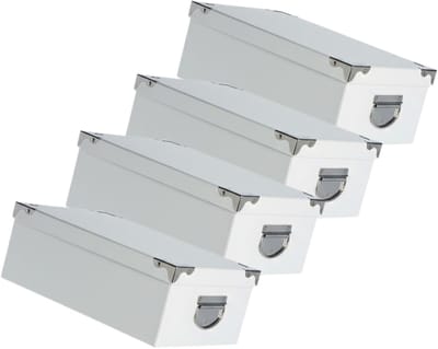 5Five Spullen Opbergdoos box - 4x - wit - 28 x 20 x 11 cm - Karton - Diverse toepassingen - Opslagbox