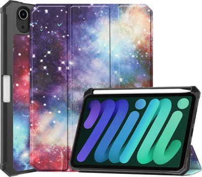 Hoes - Geschikt voor Apple iPad Mini 6 (2021) - 8.3 inch - 6e Generatie - Dun & Stevig - Trifold Bookcase - Hard Cover Case - Met Uitsparing Geschikt voor Apple Pencil - Hardcover Book - Tablet Hoesje - Galaxy