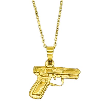 Rhylane – Ketting Met Pistool Hanger – Edelstaal Gouden PVD Coating, Verkleurd Niet- L 40 + 5 cm, Hangertje 1.5 x 2.5 cm