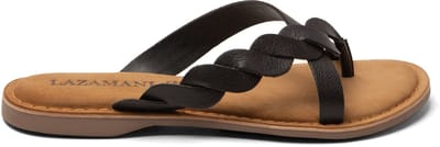 Lazamani - Avi Dames Teenslippers Leer Black - Maat 39