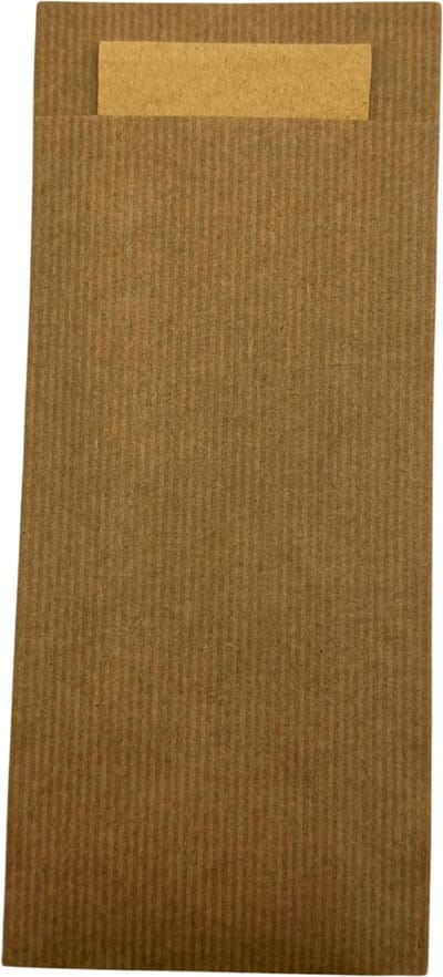 Set van 100 bestekzakjes inclusief tissue / servet - Biologisch afbreekbaar - 100 stuks - Bestek zakjes - Bruin servet - Servetten - bestekzak - dinner - lunch - bbq - feestdagen - verjaardag - bestekzakjes - Bruin - servetjes