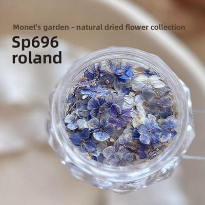 Art des ongles matériau fleur séchée mélangé exquis cinq pétales matériau de fleur décoration de clou fleur bijoux de clou floraux