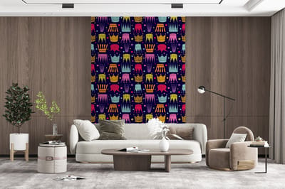 Behang - Fotobehang Patronen - Kroon - Kleuren - Jongens - Kinderen - Kids - Breedte 200 cm x hoogte 300 cm