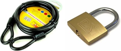 ASF Fischer staalkabel met hangslot 50 mm - kabel geplastificeerd 1.5m x 8 mm - met sleutels - spullen vastzetten - anti diefstal