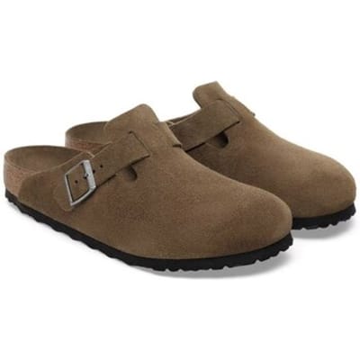 birkenstock - BOSTON SOFT FOOTBED SUEDE - Dames slippers - Kleur: Bruin - Maat: 38