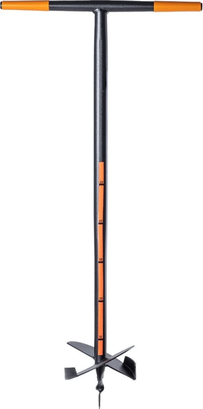 KADAX Handboor, grondboor van metaal, grondboor met dwarsgreep, spiraalboor voor tuin, paalboor, plantenboor, bloembollenboor, paalboor (200 mm)