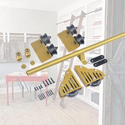 Schuifladder Hardware - Roller Kit - Bibliotheek Toegang - Roestbestendig Staal - 400cm - Goud