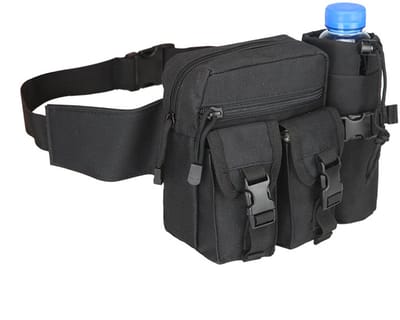 Heuptasje - Heren Heuptasje - Waterfles Heuptasje - Outdoor Heuptasje - zwart - Met flessenhouder, Geschikt voor wandelen, fietsen, wandelen, kamperen, reizen