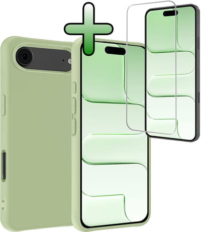 Hoesje Met Screenprotector - Geschikt voor Apple iPhone Air - Sterk & Shockproof - Back Cover - Siliconen Case - Telefoon Hoes - Groen