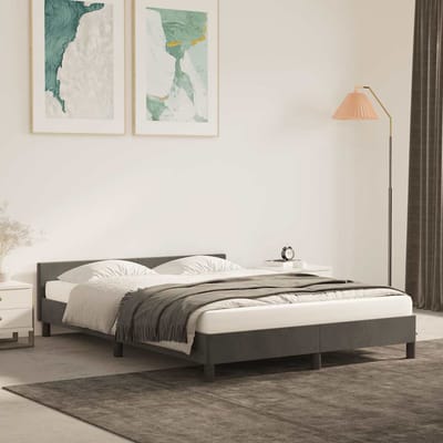 vidaXL - Bedframe - zonder - matras - 140x190 - cm - fluweel - donkergrijs