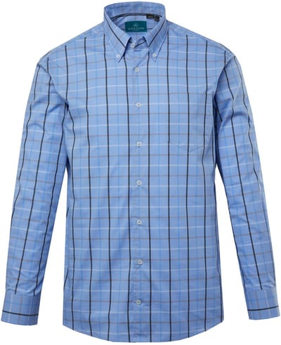 Boston Park - Heren - Zakelijk overhemd met ruiten lange mouwen buttondown-kraag - Grijsblauw - Maat 8XL