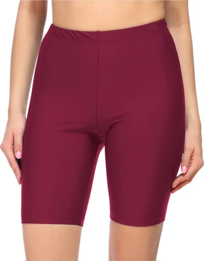 Merry Style MS-MS10-333-SWLE Dames lange Zwembroek - Zwemshorts - Bikinibroekje - Elastische tailleband - Polyamide & Elastaan - Wijnrood - 36