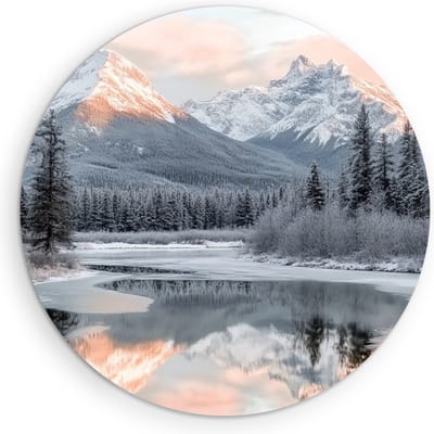 Saammp Muurcirkel Hout - Winter landschap - Natuur - Bossen - Ø 90 - Wandcirkel - Wanddecoratie Cirkel - Muurdecoratie Woonkamer - Slaapkamer decoratie - Rond Schilderij