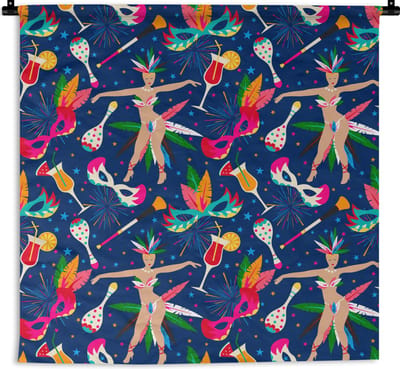 Wandkleed - Wanddoek - Carnaval - Brazilië - Patronen - 180x180 cm - Wandtapijt