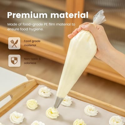 Famanu – Grote spuitzakken 31 x 21 cm, professionele piping bags voor gebak, koekjes en taarten, 100 stuks