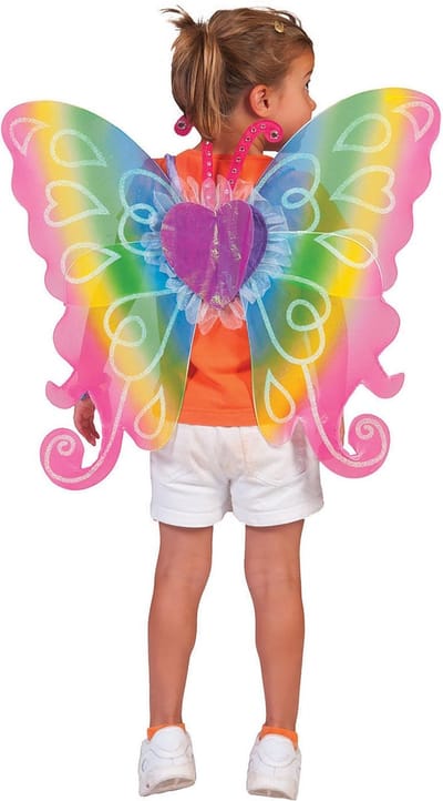 Carnaval verkleed vlinder vleugels regenboog kleuren - voor kinderen - kunststof