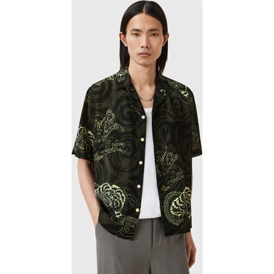 AllSaints Sidewinder Ss Shirt Kelp Green Taglia: S | Camicie Casual Outlet | Uomo | Verde