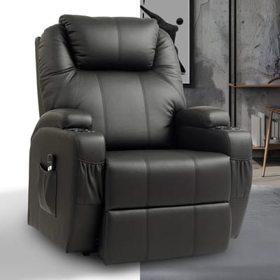 Sta op stoel elektrisch - Relaxfauteuil - Zetel - Stof - 1 persoons - Met armleuning - Zeer comfortabel - Elektrisch - Zwart