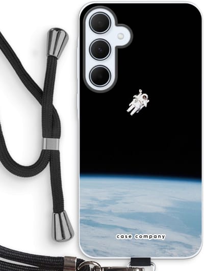 Case Company® - Hoesje met koord geschikt voor Samsung Galaxy A35 hoesje met Koord - Alone in Space - Telefoonhoesje met Zwart Koord - Bescherming aan alle Kanten en Over de Schermrand