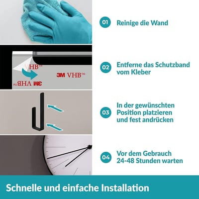 WC-reserverolhouder - toiletpapierhouder zonder boren - roestvrij staal - zelfklevend - zwart Toilet Paper Holder