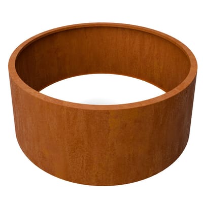 Plantenbak Ronda Cortenstaal 1500x600 (DiaxH) - Materiaaldikte 2mm. verstevigingskokers binnenkant. Zonder bodem. Omplooi bovenrand 50mm.