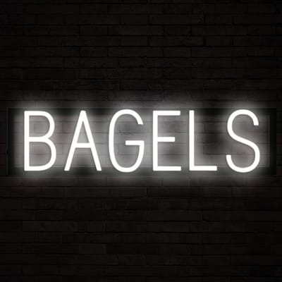 BAGELS - Lichtreclame Neon LED bord verlicht | SpellBrite | 60,41 x 16 cm | 6 Dimstanden & 8 Lichtanimaties | Reclamebord neon verlichting