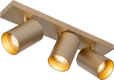 Atmooz - Plafondlamp Nuo 3 - Goud - Ø 7 cm - 3 Kantelbare Spots - Metaal - GU10 Fitting - 50W - Luxe Opbouwspot voor Accentverlichting