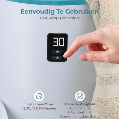 Handdoekverwarmer - Elektrische emmer - Badkamer comfort - Met geurhouder - Past 2 grote handdoeken - Blauw