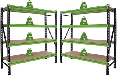 TRUTZHOLM - Milo Industrieel Rek 200x190x60 cm - Set van 2 - 4 Niveaus - 4000 kg - Insteekbaar - Zwaar Lastrek - Werkplaats