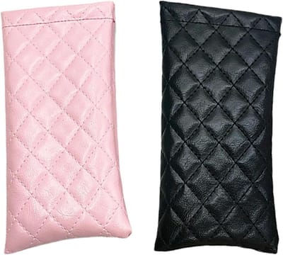 Zonnebrillenetui Zacht - Brillenzakje Reis - Bril Beschermen - Knijp Top Sluiting - 18x9x1 cm - Zwart Roze Wit