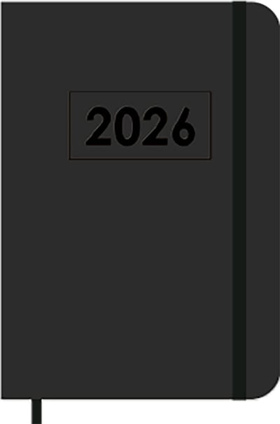 MGPcards - A6 Agenda 2026 - Sluiting Elastiek - Weekoverzicht 1w/2p - Zwart + Zwart elastiek - Ruime vakken - 10,5 x 14,8 cm