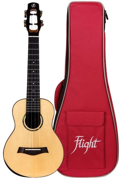 Flight Voyager EQ-A Concert Ukulele – Massief Sparren Top, Massief Acacia, Actieve Pickup, 36mm Topkam