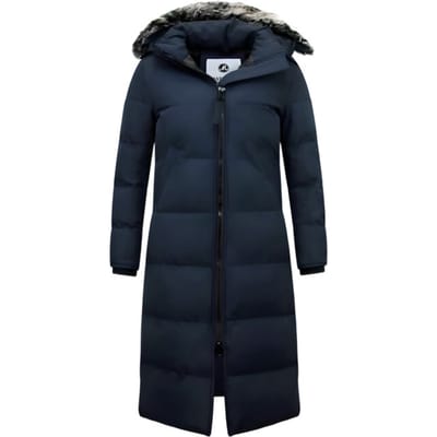 Puffer Jas Lang Dames met Capuchon - Blauw