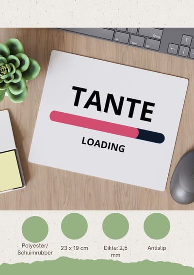 Akyol - tante loading Muismat - Tante - ochtendkoffie laden - verjaardagscadeau - verjaardag - cadeau - cadeautje voor tante - tante artikelen - kado - geschenk - gift - 23 bij 19 cm