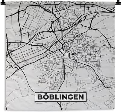 Wandkleed - Wanddoek - Stadskaart - Böblingen - Kaart - Duitsland - Plattegrond - 180x180 cm - Wandtapijt