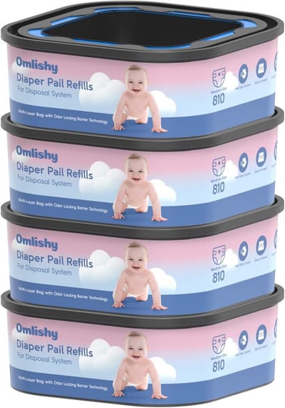4x Vierkante Luieremmer Navulcassettes voor Luiers en Vuilnis