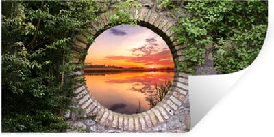 Muurstickers - Sticker Folie - Zee - Zonsondergang - Doorkijk - 40x20 cm - Plakfolie - Muurstickers Kinderkamer - Zelfklevend Behang - Zelfklevend behangpapier - Stickerfolie