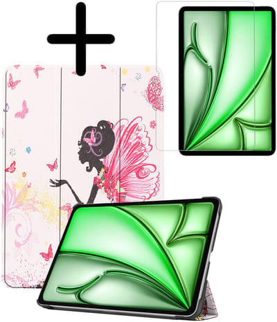 Hoesje Geschikt voor Apple iPad Air M3/M4 (2025/2026) - 11 inch - Met Screenprotector - Trifold Bookcase - Hard Cover - Hardcover Book Case - Tablet Hoes - Elfje