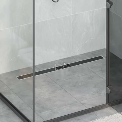 vidaXL - Doucheafvoer - met - Glazen - Deksel - Zwart - 100 - cm - Roestvrij - staal - 304