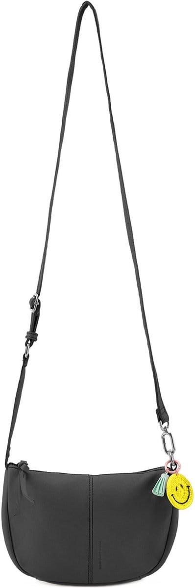 FREDsBRUDER Leren Schoudertas Take A Smile Halfmoon Bag Black Zwart