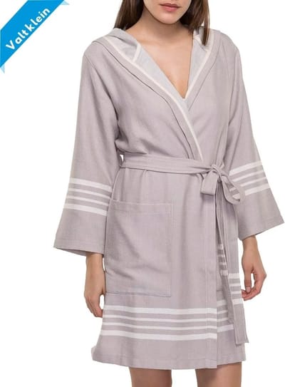 Lalay - Hamam Badjas Sun - taupe - L - dames badjas - sauna badjas - korte badjas - badjas met capuchon - dunne badjas