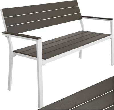 tectake® - Tuinbank - 2-zitsbank met aluminium frame en Hi-Impact latten - Geschikt voor terras, park, balkon, tuinmeubelen en huis - Duurzaam, weerbestendig, eenvoudig te monteren - Max. 250kg - lichtgrijs/wit