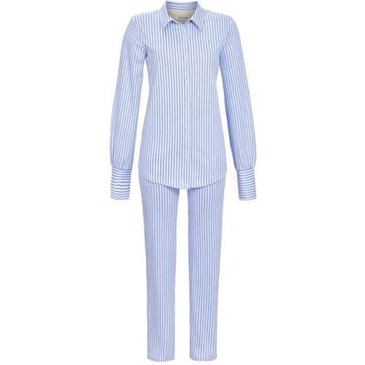 Ringella Helderblauwe strepen doorknooppyjama Blauw vrouw 46